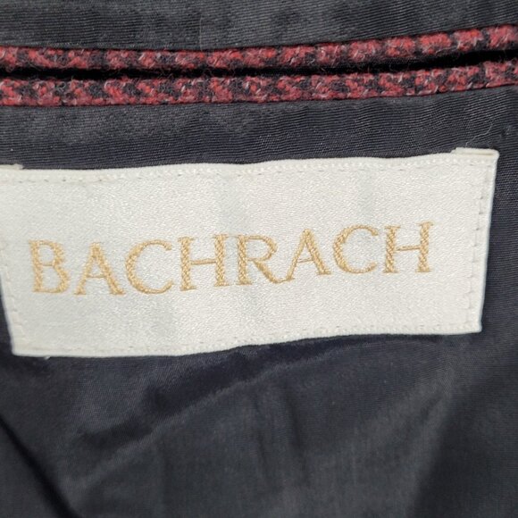 Bachrach Red 100% Wool Houndstooth 2 Button Ventless Notch Blazer Sport Coat 44 - Picture 3 of 16